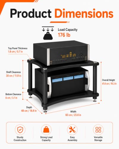 Soporte multimedia AV resistente y estante de componentes de audio con gran espacio para el hogar 3