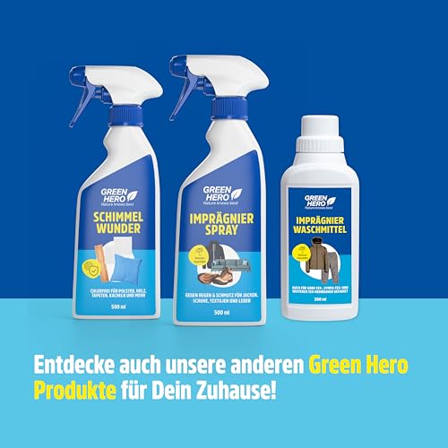 Green Hero Textil Imprägnierspray 500 ml | gegen Regen & Schmutz für Jacken, Schuhe, Sofa, Couch und Leder | effektive Nanoversieglung | Imprägnierung für Textilien mit Bester Waschbeständigkeit