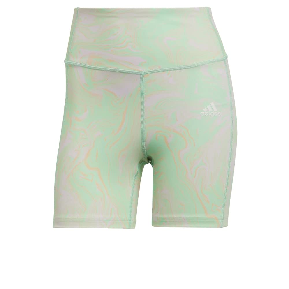 adidas Hyperglam AEROREADY treningowe z wysokim stanem i nadrukiem marmuru obcisłe szorty damskie, wielokolorowe, rozmiar XL