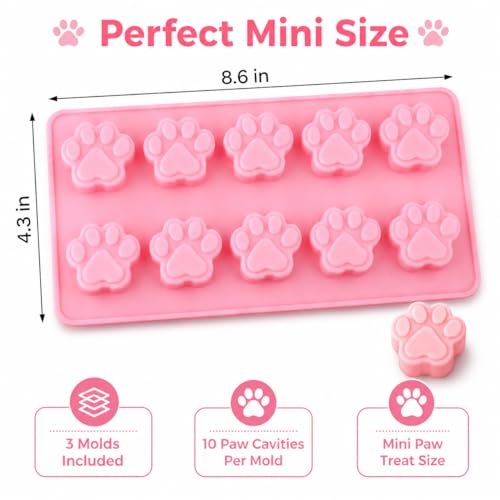 Set de 3 moldes mini de silicona para hielo con pata de perro miniatura 3