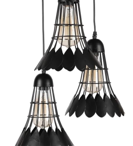Image of Badminton Shuttle Black Hanging Light for Home Decor 3-Light Pendant Lamp Metal Ceiling Hanging Light (Bulb Not Included) Cluster Set