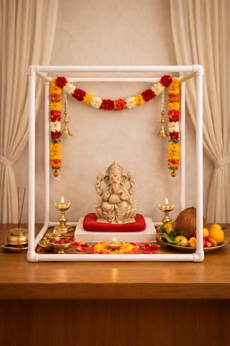 Image of Multipurpose Decoration Frame for Pooja & Home Decor | Ganesh Chaturthi, Diwali, Janamshtami, Durga Puja, Navratri Mandap | DIY Backdrop for Puja Pandal, Photoshoot, B'day & Event(40cm,Export Quality)
