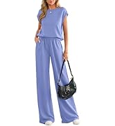 PRETTYGARDEN Women's Summer 2 Piece Lounge Sets 2026 Cap Sleeve Tops Wide Leg Pants Workout Sets ...