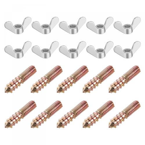 Cucioki M6 Wing Nuts, Wing Nut, Silver Tone, 20 Pieces & M6X30mm Hanger Bolt, Double Headed Screw, 20 Pieces Easy to Use