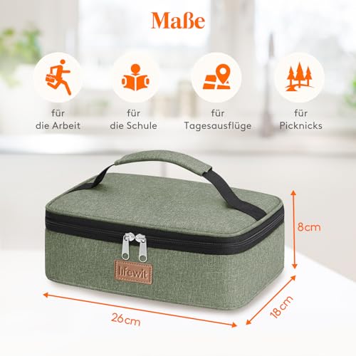 Lifewit Kühltasche Klein Isolierte für Männer Frauen, Faltbar Lunchbox Lunchtasche Isoliertasche Tragbare Kühlbox für Herren Damen für Picknicks Arbeit, Dunkelgrün 4L