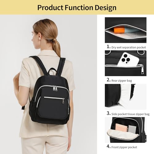 Fwkekye Small Diaper Bag Backpack, Mini Diaper Bag Purse with 10 Pockets, Travel Baby Bag for Baby Girls, Insulated Pockets, Stroller Straps, black by Fwkekye - Image 2