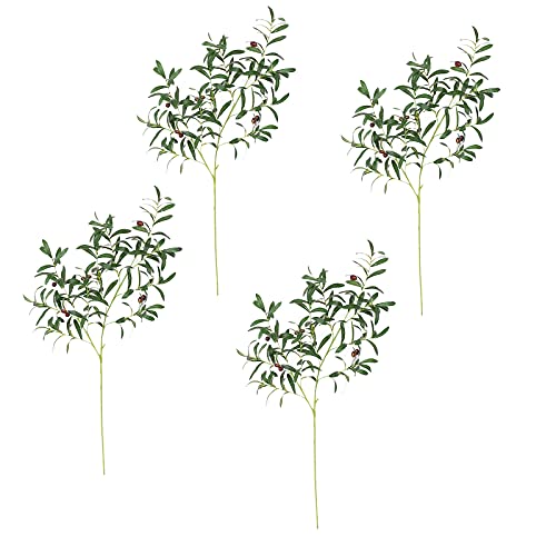 AK-XING Lot de 4 branches d'olivier artificielles de 110 cm avec longue tige, fausse branche de verdure pour décoration de maison ou de mariage