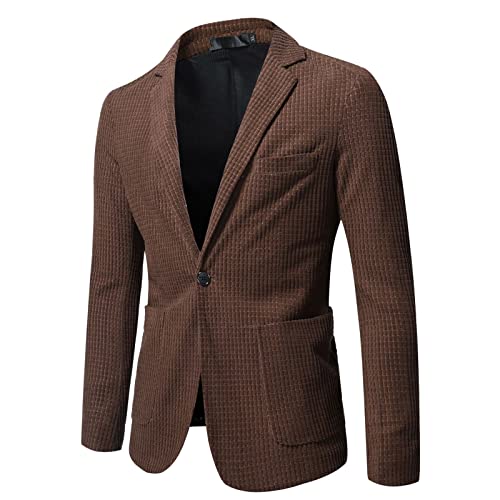 Casual Blazer for Men Solid Waffle Sport Coats Lightweight Slim Notched Lapel One Button Suit Jackets