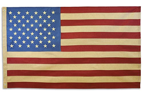 American Embroidered Vintage Burlap USA Flag...