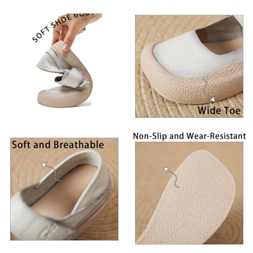 Women’S Handmade Genuine Leather Flat Mary Janes Shoes with Adjustable Strap,Comfy Breathable Wide Toe Retro Non-Slip Soft Backless Dress Orthopedic Nurse Work Shoes3