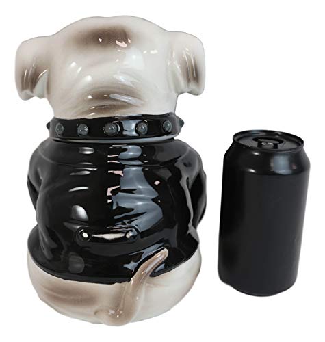 Ebros Ceramic American Gangster Bulldog Dog In Black Jacket And Spiked Collar Cookie Jar With Air Tight Lid Decorative Kitchen Countertop Accessory Figurine #TOP5
