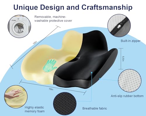 Almofada de assento ortopédica premium, almofada grande respirável para cadeira de escritório - supo