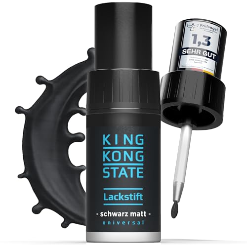 King Kong State Lackstift - SCHWARZ MATT - 1-Schicht-Lack zur Ausbesserung von Steinschlägen und Kratzern am Auto (MATT)