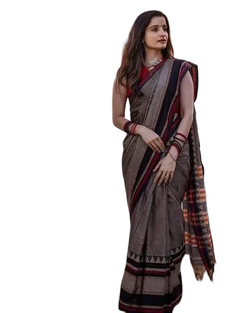 MAYUR KANTHI BOUTIQUE Cotton Saree with Boluse Piece, Grey and Maroon, Traditional Indian Ethnic Wear - Review, Price and Buying Guide
