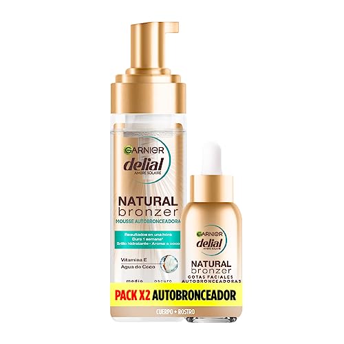 Garnier Delial Pack Autobronceadores Cuerpo + Cara Mousse Autobronceadora y Gotas autobronceadoras - 200ML + 30ML