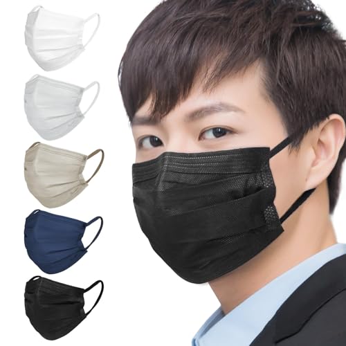 [Hellozebra] マスク 大きいサイズ メンズ 不織布マスク 黒 個包装 耳が痛くない 3層構造 日本認証済み [正規品] 使い捨て プリーツ型 肌にやさしい 息がしやすい 30枚 マスク 黒 大きめの商品画像（Amazon）