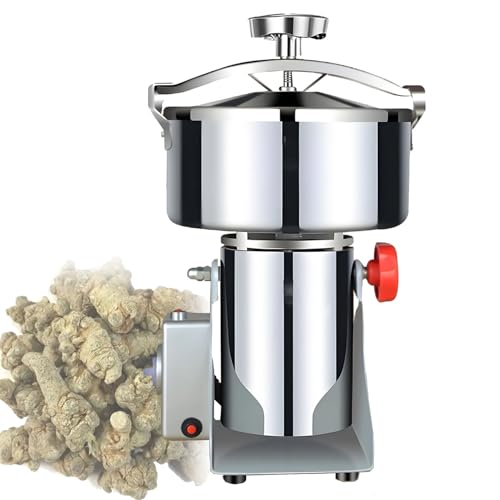 OzcNykt Moulin à Grains éLectrique Haute Vitesse, Construction en Acier Inoxydable Et Minuterie De 0 à 5 Minutes pour Un Broyage Efficace des Aliments SéChéS 800Grams