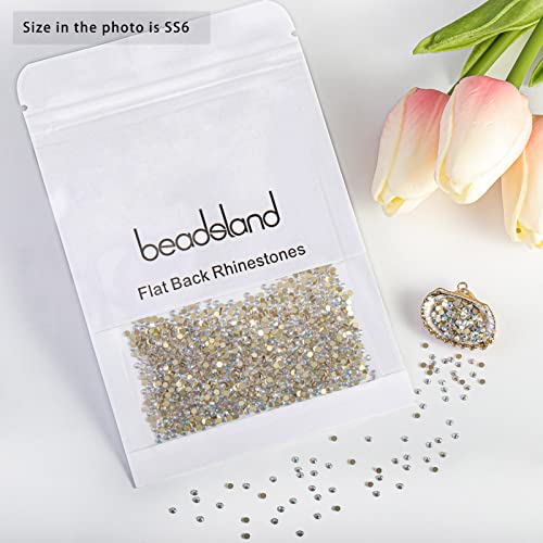 Image of Beadsland Flat Back Crystal Rhinestones,Blue Moonlight, SS6, 1440pcs | Round Glass Gems, 1.9-2.1mm, for Nail Art Craft, Glue Fix