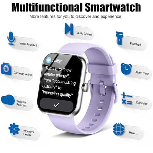 Image of Smart Watch for Men Women (Answer /Make Call), 1.96 inchHD Smartwatch with Heart Rate /Sleep Monitor /Pedometer, 113+ Sports Modes, New Fitness Watch IP68 Waterproof, Activity Tracker for Android iOS-Purple