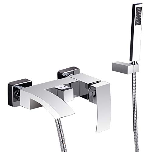 Ensemble de douche cascade mural anti-calcaire en laiton brillant