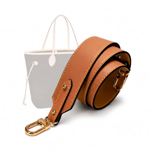 Image of Wide Vachetta Leather Bag Strap for Neverfull Graceful Noe, Caramel