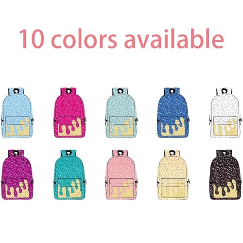 Ice Cream Backpack for Boys Girls, Ice Cream Drip Backpacks, Cute Large Capacity Daypack Lightweight with Pockets for Daily (khaki)4