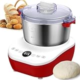 Electric Dough Mixer with Ferment Function, 5L(5.2QT) Dough Maker Machine with 304 Stainless Steel Bowl, Microcomputer Timing, Kitchen Household...