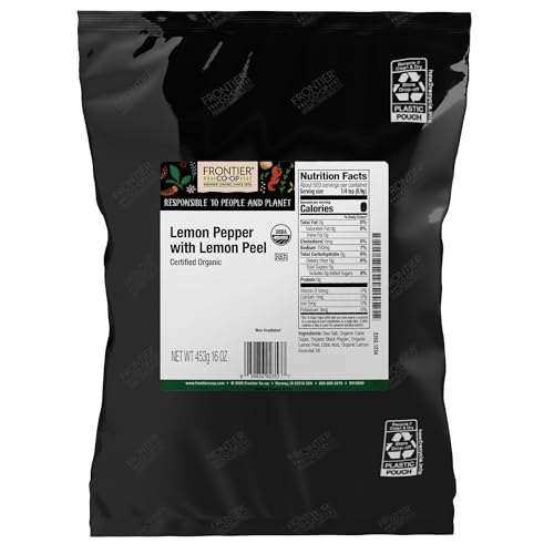 FRONTIER Organic Lemon Pepper with Lemon Peel - Ordering Only, 1 LB