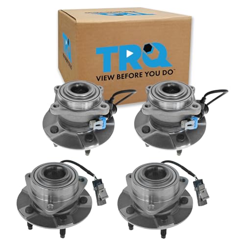 Image of TRQ 2 Piece Front Rear Wheel Bearing & Hub Assembly Set Compatible with 2005-2006 Chevrolet Equinox 2006 Pontiac Torrent 2002-2007 Saturn Vue