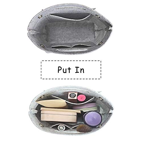 Misixile Mini Tote Purse Organizer Insert, Felt Lightweight Handbag Organizer Fits Lv Neverfull Pm, Speedy 25, Noé Bb, Neonoe - Light Grey #TOP2