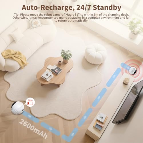 Image of 1080P Moving Pet Robot Camera, Smart Home Security Robot with Auto Tracking, Night Vision, 2-Way Audio, Auto-Recharge, Motion Alerts, App Control for Pet, Baby & Elderly Care