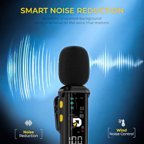 Image of Digitek DWM-015 2-in-1 Wireless Microphone for iPhone 15 Series & USB-C Android Devices, Dual Transmitters, 2.4GHz Plug & Play Lavalier Mic, Noise Reduction, Echo Mode, 20m Range, 4H Battery Life