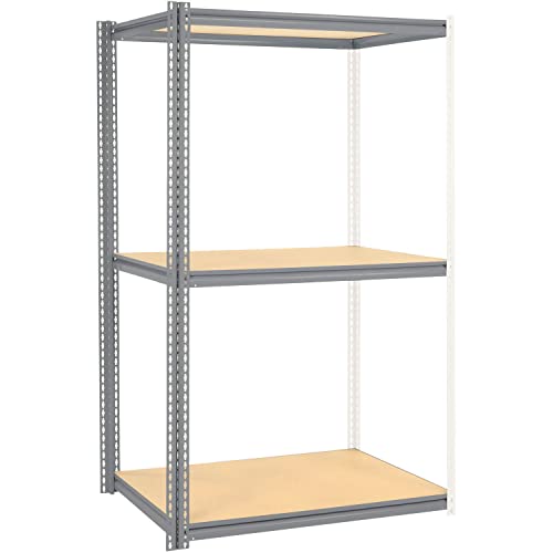 Global Industrial High Cap. Add-On Rack 48Wx48Dx84H 3 Levels Wood Deck 1500 Lb. Per Level Gry