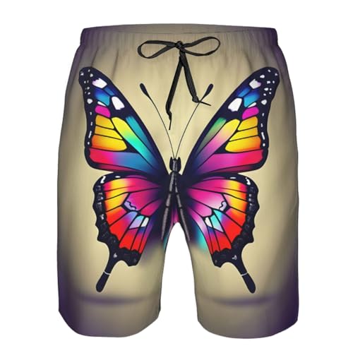 Colorful Butterfly Print Mens Casual Shorts Drawstring Summer Beach Stretch Shorts Novelty Swimtrunks4