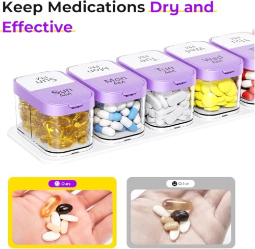 Image of Odaro Extra Large Weekly Pill Organizer, XL Pill Box 7 Day Am Pm, Jumbo Medicine Organizer 2 Times A Day to Hold Daily Medicine Vitamin and Supplements - Purple