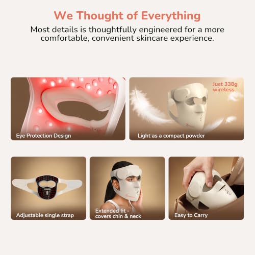 Image of Manimo 4D LED Light Therapy Mask Series 2 for Face | 9 Color Light Modes for Skin Rejuvenation, Anti-Aging, Acne & Dark Spots | Built-in Eye Protection, Wireless, Soft Silicone, Ergonomic Fit | US FDA Cleared | 12M Warranty