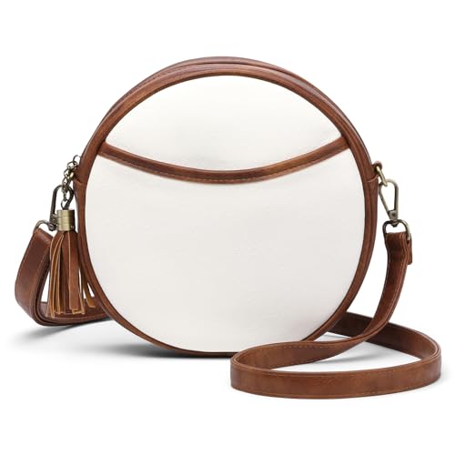 GAEKEAO Vegan Leather Crossbody Bags for Women Circle Cross Body Shoulder Bag Purses Handbags with Adjustable Straps