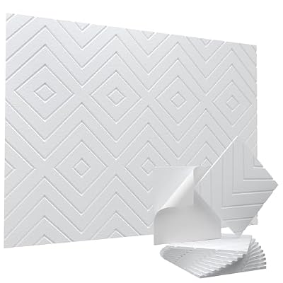 Vieshful Self-Adhesive Acoustic Panels, Soundproof Wall Panels 12"x12"x0.4", High-Density Sound Absorbing, Noise Dampening Panels for Home Office, Studio & Bedroom Decor White 10 Pack