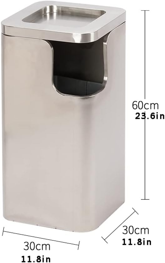 Outdoor Floor Ashtray Stainless Steel Trash Can Hotel Lobby Trash Can Vertical Elevator Entrance Indoor Trash Bin Butt Container,F