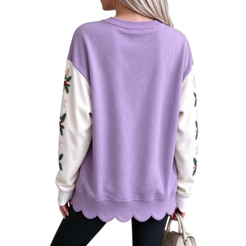 Christmas Sweatshirts for Women Graphic Scalloped Hem Fashion Pullover | Winter Trends for Women 2026, Christmas, Snowman, Cotton, Cozy, Family, School, Weekend, Everyday, Travel, Casual, Work - image 4
