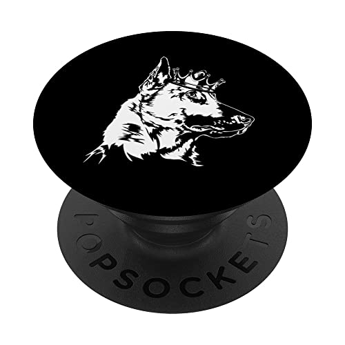 Funny Proud Belgian Shepherd Dog with crown dog mom dog PopSockets Swappable PopGrip, Black
