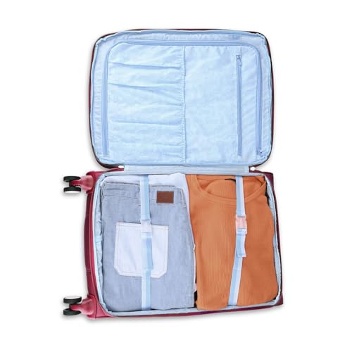 Image of Skybags Liteaer Check-in Trolley Bag - Medium, 69cms | Premium Soft-Sided Luggage for Travel with Smooth 8 Wheels & TSA Lock - Red