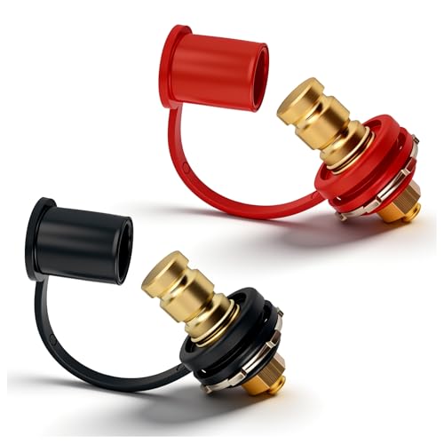 2PCS M10 3/8 Stud Remote Battery Terminals for Car with Cover Heavy Duty Car Battery Post Voltage/Current 12V/250A Jumper Batteries Terminal Post for Cars SUVs Trucks