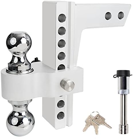Edicapo Adjustable Trailer Hitch 8 inch Drop Hitches Dual Ball Mount for 2-Inch Receiver 2" and 2-5/16" Aluminum Tow Hitch Stainless Steel Balls with Double Anti-Theft Pins Locks