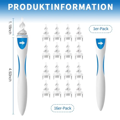 Ohrenschmalz Entferner,Q Grips Ohrenreiniger,Sicheres und Weiches 360 Grad Spirale Silikon Ear Cleaning Kit Mit 16 Sicheres Ersatzköpfen,Verbesserte Version für Erwachsene und Kinder