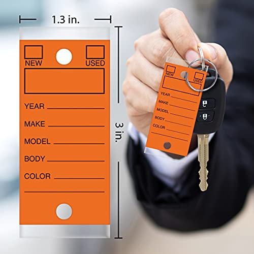 Image of Versa-Tags Orange Self-Protecting Key Tags with Chrome-Plated Split Rings, 500 Count Automotive Dealership Key Tags for Car Truck RV Inventory & Service Organization