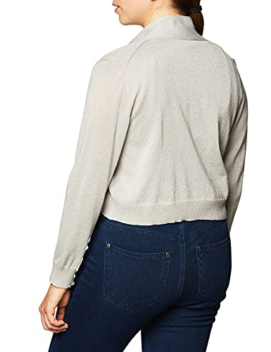 Calvin Klein Women's Long Sleeve Cardigan Shrug, Silver Lurex Knit, Medium #TOP2