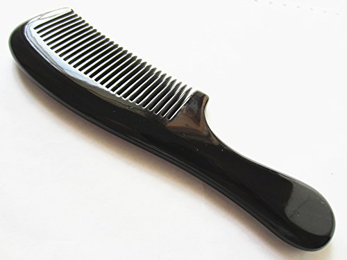 Myhsmooth Bb-1w-nt Handmade No Static Big Size Round Handle Black Buffalo Horn Comb (8''1.9'')