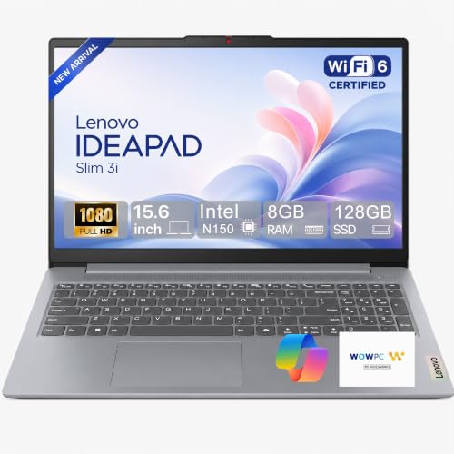 Image of Lenovo IdeaPad Slim 3i Laptop, 15.6 inch FHD, Intel N150, 8GB /128GB