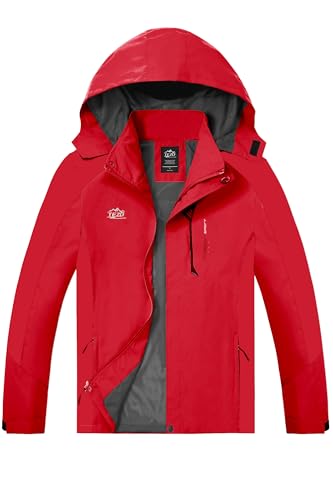 Image of Mens Rain Jacket Waterproof with Hooded Hiking Coat Lightweight Windbreaker | Windproof Mountain Jacket,Multi Zip Pockets Windbreaker,Work,Breathable,Fishing,Active Performance Shell Jackets,Outer Layer